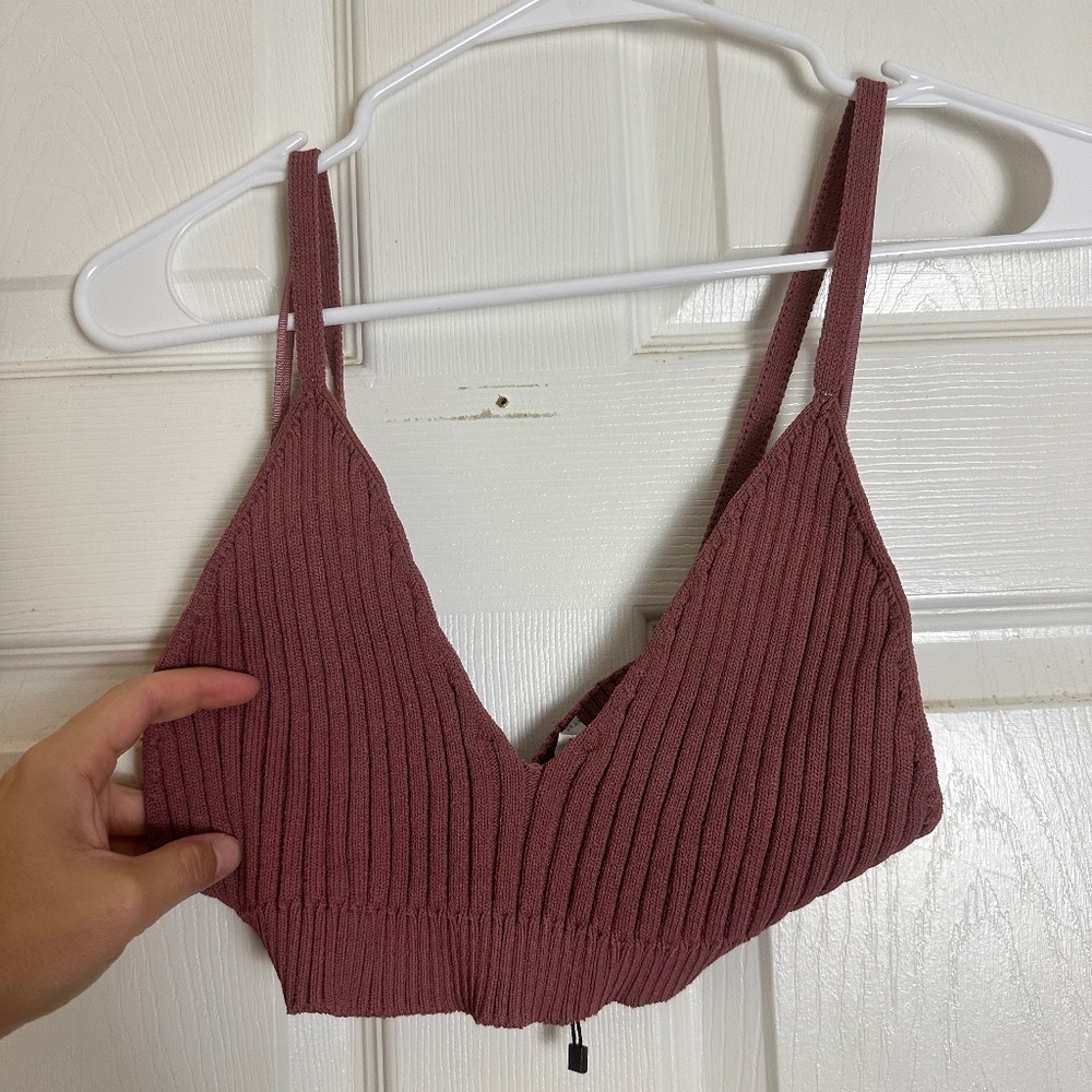 ! NWOT ZARA Plum Ribbed Bralette Women Size XL